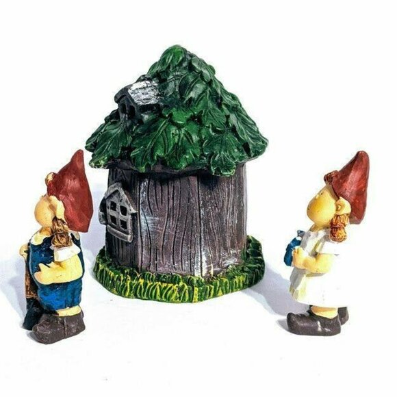 Garden Gnome Figures with House Resin Set of 3 3.5" Decor - Picture 4 of 4